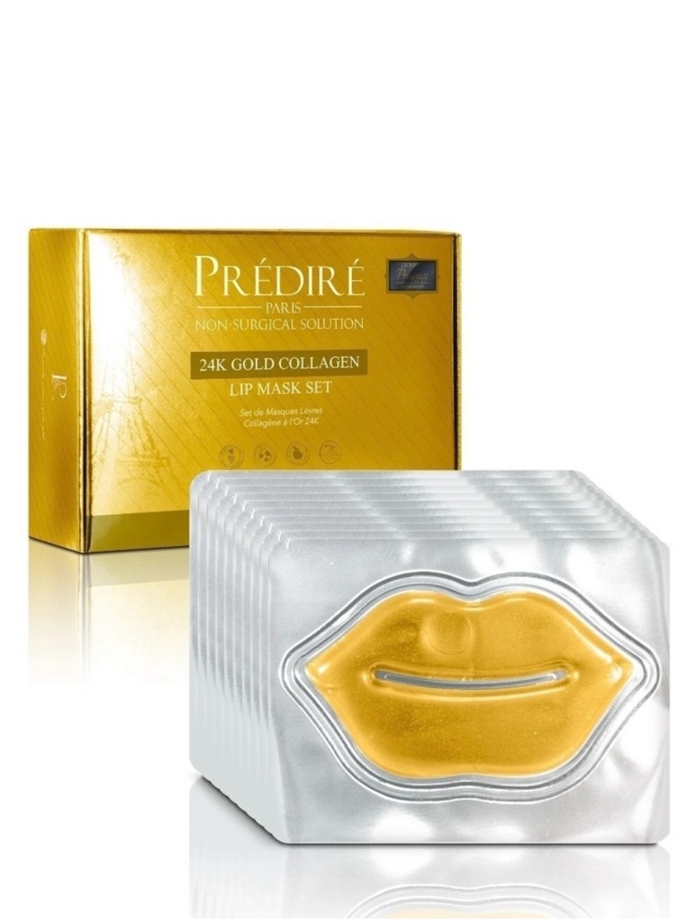 24K Gold Collagen Lip Mask Set - Gold 10 masks